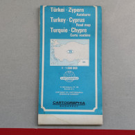 TURKEY / CYPRUS, Vintage Road Map, Autokarte, 81×118 Cm - Roadmaps