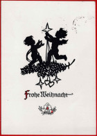 Engel Auf Tannenzweig. Frohe Weihnachten 1974 - Silhouetkaarten