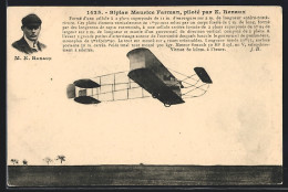 AK Flugzeug Und Pilotenportrait, Le Biplan Maurice Farman, Pilote Par E. Renaux  - Altri & Non Classificati