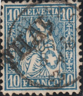 Heimat SG THAL ^1866 Langstempel Auf 10Rp. Blau Sitzende Helvetia SBK#31 - Oblitérés