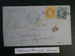 FRANCE  LETTRE  1870  ETOILE DE PARIS A  NEUCHATEL SUISSE    + +AFF. INTERESSANT+DP10 - 1849-1876: Klassik