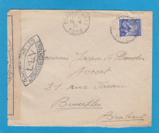 LETTRE DE PREUX AU BOIS POUR BRUXELLES, OUVERTE PAR LA CENSURE FRANCAISE, 15-6-1945. - Storia Postale