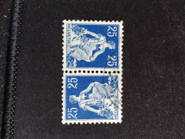 SUISSE (o) 1907-17  - Y&T N°120a  -  25 Cts Bleu Tête-bêche  -  P11.5 - Usati