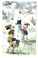 ***  MICKEY  ***   --   En DONALD DUCK Met Sneeuwman  /  Bonne Année !     -  Zie / Voir / See Scan's. - Other & Unclassified