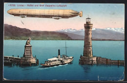 AK Lindau, Graf Zeppelins Luftschiff über Dem Hafen  - Airships