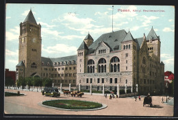 AK Posen, Strassenbahn Am Königl. Residenzschloss  - Tram