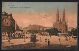 AK Wien, Maximiliansplatz Und Universitätsstrasse Mit Kirche Und Strassenbahn  - Tramways