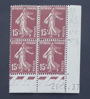 Semeuse 15 C. Brun 189 Bloc De 4 Coin Daté - 1906-38 Sower - Cameo