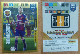 AC - 102 SERGIO BUSQUETS  FANS FAVOURITE  BARCELONA  PANINI FIFA 365 2020 ADRENALYN TRADING CARD - Trading Cards