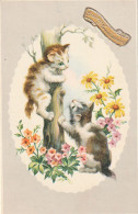 ***  CHATS *** CHATS CHATONS  Par Illustrateur  Serie 3010  -- Chats Et Fleurs TTB  Neuve - Cats