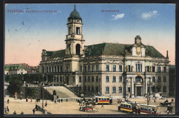AK Dresden, Ständehaus Mit Brühlscher Terrasse Und Strassenbahnen  - Tranvía