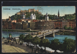 AK Salzburg, Staatsbrücke Mit Strassenbahn  - Strassenbahnen