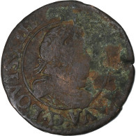 France, Louis XIII, Double Tournois, 1613, Lyon, Cuivre, B+ - 1610-1643 Louis XIII The Just