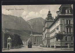 AK Innsbruck, Klaudiastrasse Mit Litfasssäule Und Strassenbahn  - Autres & Non Classés