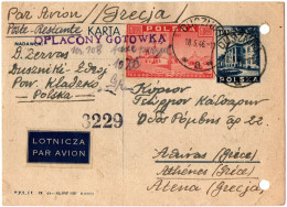 1,95 POLAND, VIA AIR MAIL, 1946, POSTAL STATIONERY TO GREECE - Ganzsachen