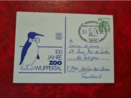 Lettre ALLEMAGNE 1981  CARTE WUPERTAL 100 JAHRE ZOO PINGOUIN - Other & Unclassified