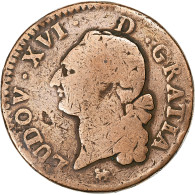 France, Louis XVI, Sol, 1791, Paris, Léopard, Cuivre, B, Gadoury:350 - 1774-1791 Luigi XVI