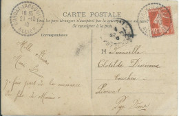 FRANCE CARTE 10c DURDAT-LAREQUILLE ( ALLIER ) POUR PIONSAT ( PUY DE DOME ) DE 1910 LETTRE COVER - 1921-1960: Modern Tijdperk