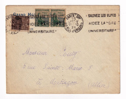 Lettre 1931 Paris Pour Montluçon Allier Paire De Timbres Orphelins De La Guerre + Exposition Coloniale - Brieven En Documenten