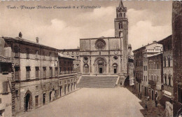 27066 " TODI-PIAZZA VITTORIO EMANUELE II E CATTEDRALE " ANIMATA-VERA FOTO-CART. POST. SPED.1943 - Other & Unclassified