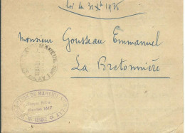 FRANCE LETTRE PERCEPTION DE MAREUIL SUR LAY ( VENDEE ) DE 1946  LETTRE COVER - Burgerlijke Brieven Zonder Portkosten