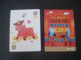 1 Pc. Of Tiger  Beer Playing Card Joker Lion Dance  (#42) - Speelkaarten