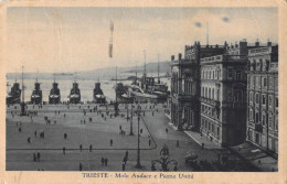 27068 " TRIESTE-MOLO AUDACE E PIAZZA UNITA' " ANIMATA-PIROSCAFI-VERA FOTO-CART. POST. SPED.1940 - Trieste