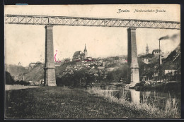 AK Znaim, Nordwestbahn-Brücke Mit Fluss Vor Der Stadt  - Tchéquie