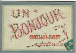 CPA (54) CONFLANS-JARNY - Carte Souvenir : Un Bonjour De ...  Avec Brillants En Paillettes - 1909 - Jarny