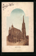 Lithographie Wien, Blick Auf Den Stefansdom, Im Geprägten Passepartout  - Otros & Sin Clasificación