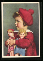 AK Kleines Mädchen Mit Ihren Puppen  - Gebruikt