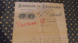 TOURS, Fabrique De CHOCOLAT G DEJAULT, 1893, Document Commercial 47 Rue Des Halles - 1800 – 1899