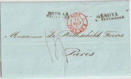 1847 - LETTRE De GENOVA "DOPO LA PARTENZA - ENTREE SARDAIGNE - SARD. 3 PONT-DE-B. ! => PARIS - Entry Postmarks