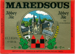 Oud Etiket Bier Maredsous  Abbey Ale - Brouwerij / Brasserie De Maredsous - Cerveza