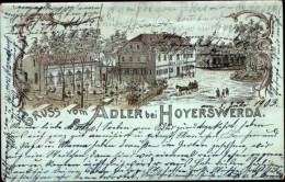Lithographie Hoyerswerda In Der Oberlausitz, Gasthaus Adler - Autres & Non Classés