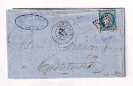 Lettre 1871 Cérès Cachet GARE D'AGEN Nelson Lacas Draperie CordilaterieToiles Lot Et Garonne - 1871-1875 Cérès