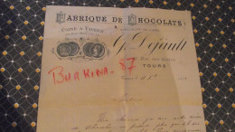 TOURS, Fabrique De CHOCOLAT G DEJAULT, 1893, Document Commercial 47 Rue Des Halles (N ° 2 ) - 1800 – 1899