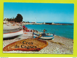 06 CROS DE CAGNES N°802b Plage Baignade Et Entrée Du Port Bateaux Barques De Pêche Filets - Cagnes-sur-Mer