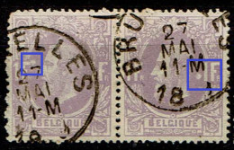 36 Paire  Obl  BXL  LV 4  T 1 Coquille Devant Front  T2  Coquille 1 Droit - 1869-1883 Leopoldo II