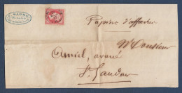 Napoléon N° 24 Oblitéré Cachet 15 L' Isle En Dodon Sur Bande De Papiers D'affaires - 1862 Napoléon III