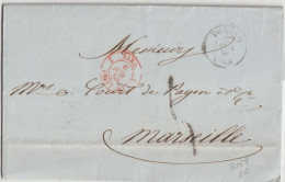 1856 - LETTRE De TORINO - ENTREE SARDAIGNE - SARD. 2 BRIANCON 2. ! => MARSEILLE - Entry Postmarks