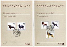 "BUNDESREPUBLIK DEUTSCHLAND" 1995, Mi. 1797-1801 "Hunderassen" Auf 2 ETB (L2038) - 1991-2000
