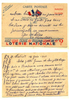 Carte Postale ‘’Franchise Militaire - Loterie Nationale’’ - Datée Du 14/06/1940 - HB - Guerre 1939-45