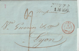 1839 - LETTRE De NIZZA (NICE) - ENTREE SARDAIGNE - SARD. ANTIBES ! => LYON - Entry Postmarks