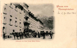 Gruss Vom Rhonegletscher - Ankunft Der Post Beim Hotel Seiler In Gletsch (3828) * 15. 7. 1902 - Obergoms