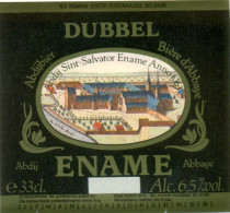 Oud Etiket Bier Dubbel Ename - Brouwerij / Brasserie Abdij Abbaye Sint-Salvator - Birra