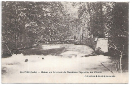 Cpa...Essoyes...(aube)...ruines Du Déversoir De L'ancienne Papeterie Sur L'ource..1912...animée...(pecheurs)... - Essoyes