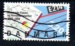 DANEMARK DANMARK DENMARK DANIMARCA 1989 DANISH FISHERY AND MARINE RESEARCH INSTITUTE CENTENARY 3.20k USED USATO OBLITERE - Cartas & Documentos