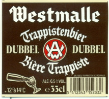 Oud Etiket Bier Trappistenbier Dubbel Bière Trappiste - Brouwerij / Brasserie Abdij Abbaye De Westmalle - Cerveza