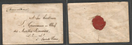 FRC - Martinique. C. 1856 GPO - DWI, Saint Croix. Multifkd Governor Official Cachet Envelope Usage, Addressed To Governo - Other & Unclassified